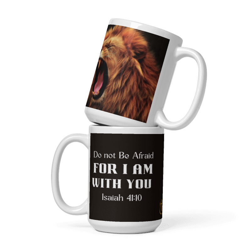 Mug Ceramic 15 oz Lion White:  Do Not Be Afraid