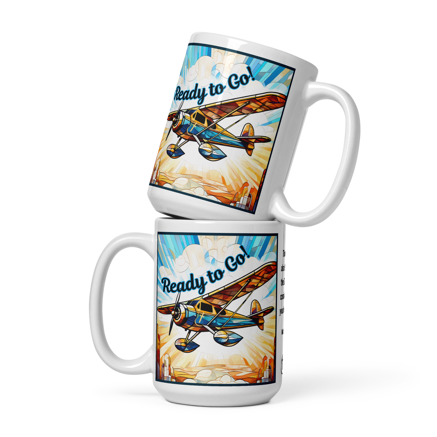 Mug Ceramic 15 oz Ready to Go Airplane