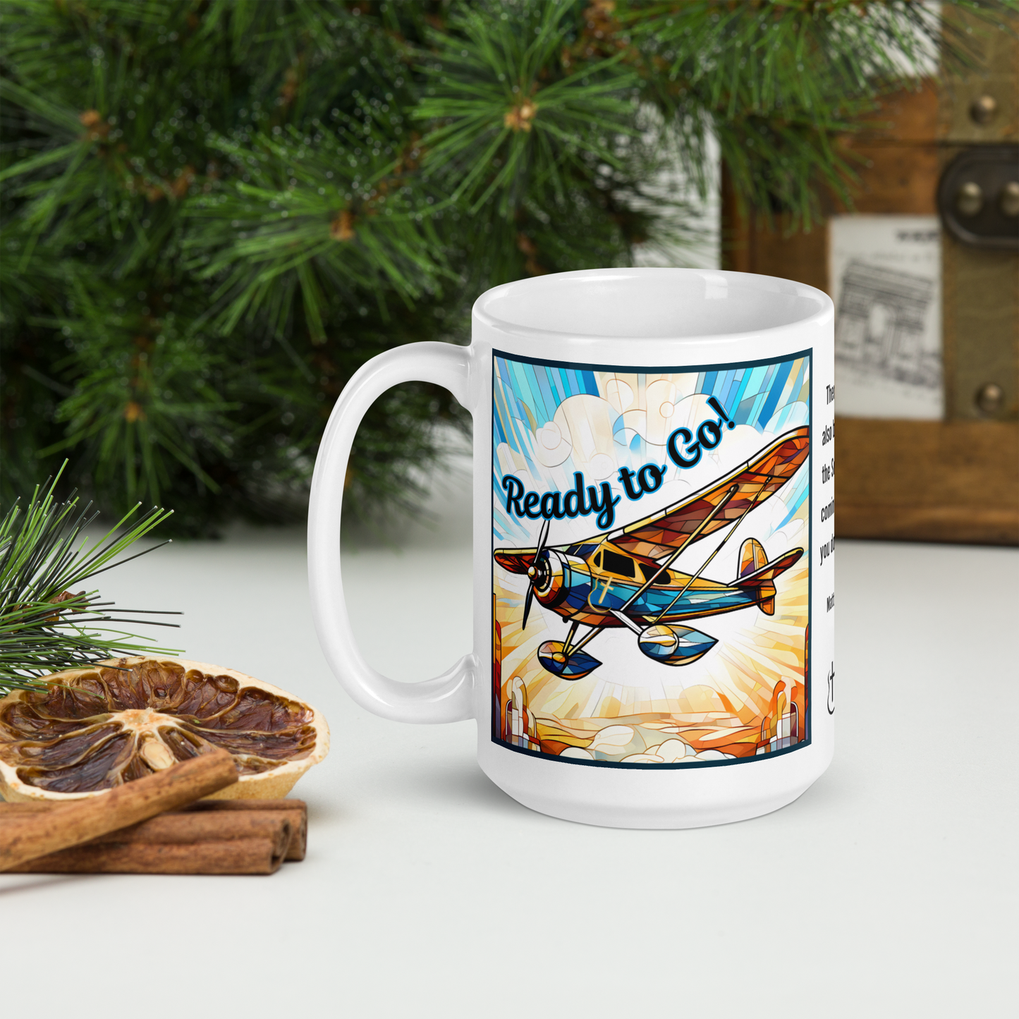 Mug Ceramic 15 oz Ready to Go Airplane
