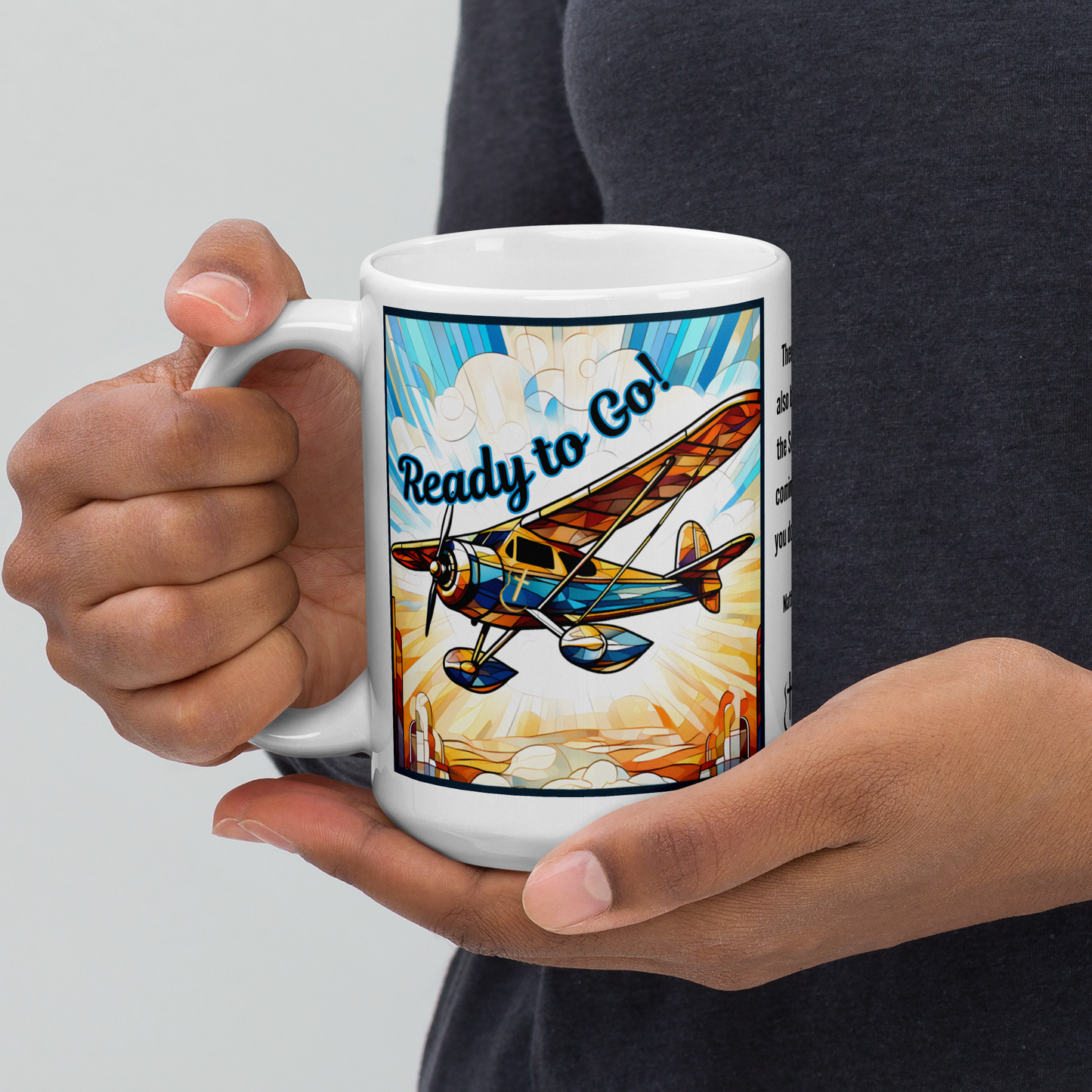 Mug Ceramic 15 oz Ready to Go Airplane