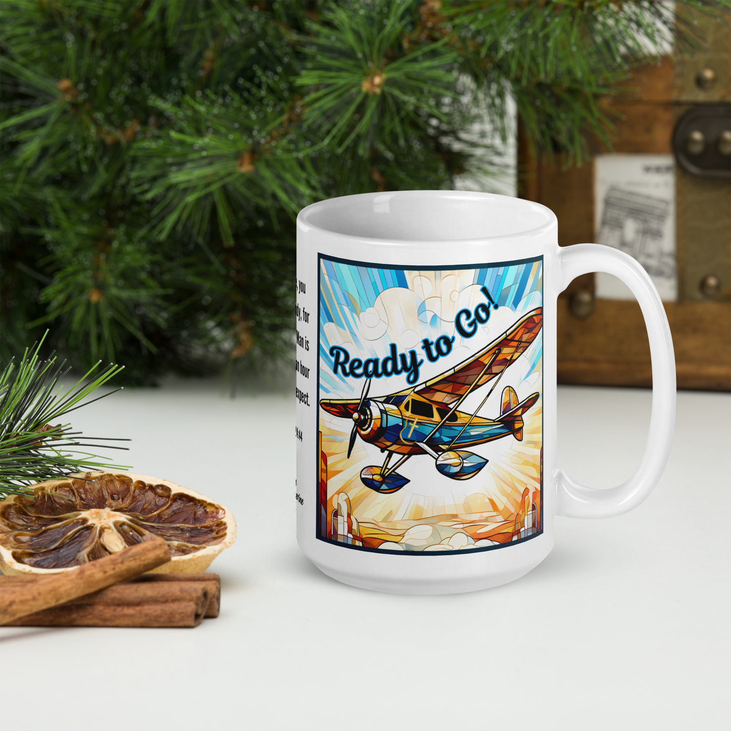 Mug Ceramic 15 oz Ready to Go Airplane